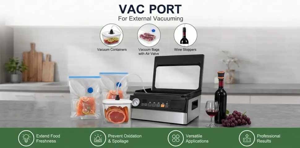 Vakuumverpackungsmaschine mit externem Vakuumanschluss